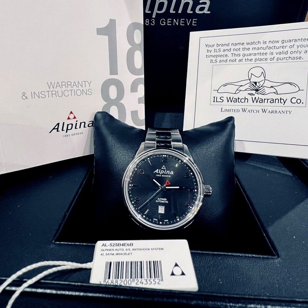 Alpina Alpiner Automatic Dial Black Men's 42mm Watch AL-525S4E6 Box and Papers
